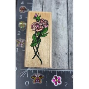 Stamp Affair Long Stem Flowers Rose L475 Rubber Stamp Wood #V54